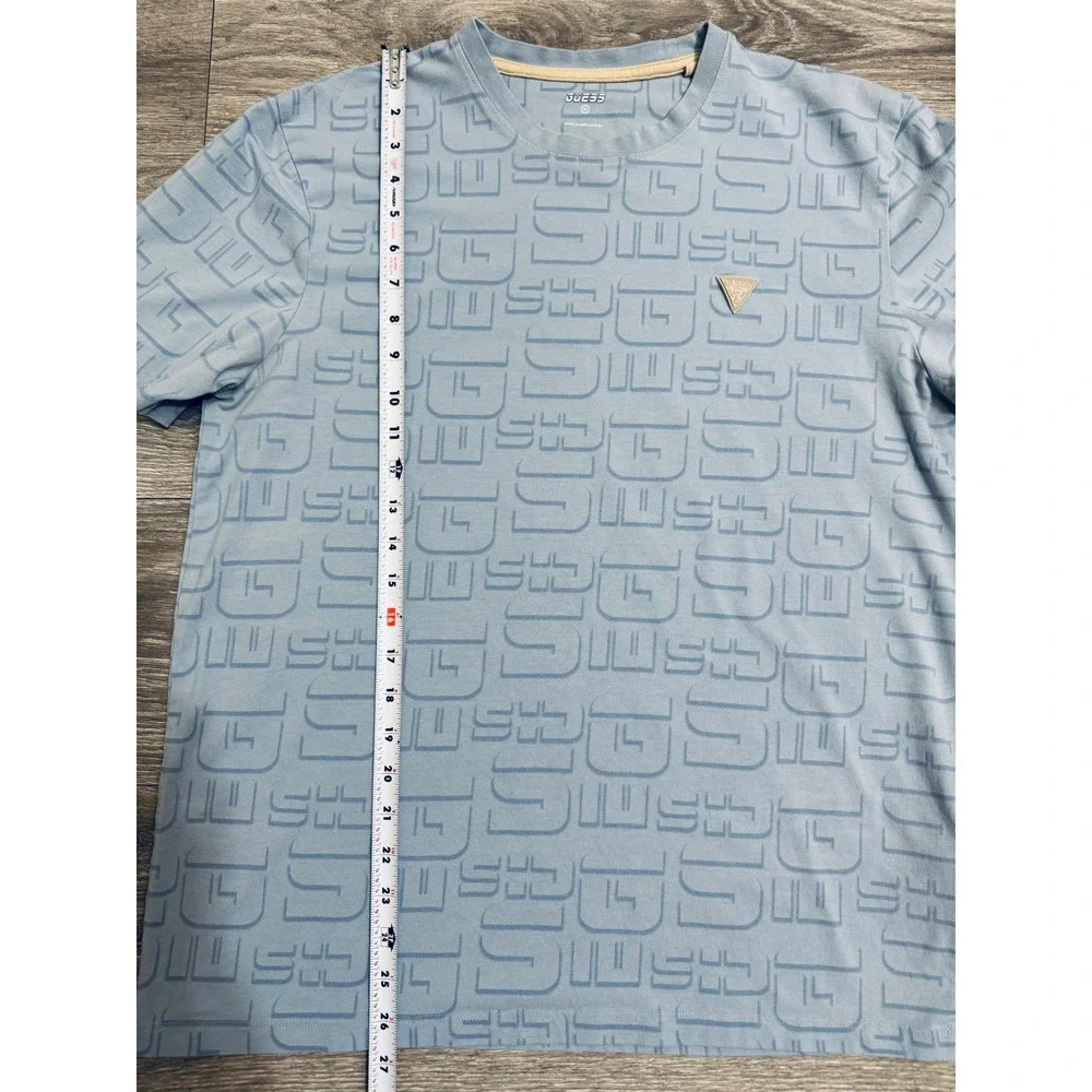 Guess Mens Active Nimbus T-Shirt XL Light Blue Logo Print Crew Neck Short Sleeve - Picture 7 of 12